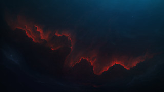 Dark red clouds starry sky - a few star free wallpaper