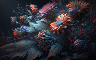 Flower shadows spider lily night - a painting of flowers free wallpaper