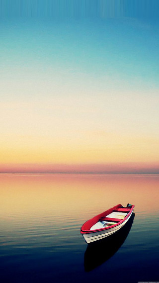 Boat reflection minimalist sunset ocean - top of a body free wallpaper for mobile
