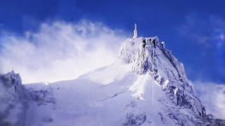 Snowy mountain clocktower zenith view - fabien charuau free wallpaper