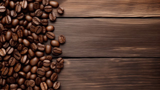 Coffee beans wooden table minimalism - fine texture free wallpaper for desktop
