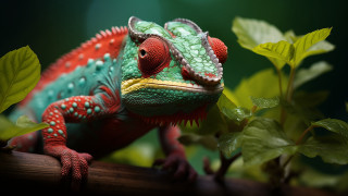 Colorful chameleon green room leaves - a colorful chamelon free wallpaper
