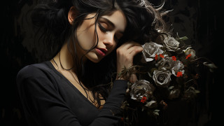 Woman flower bouquet gothic photorealistic - a bouquet of flowers free wallpaper for desktop