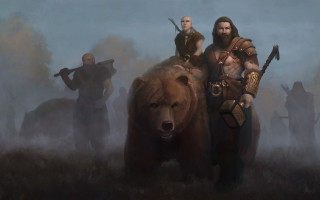 Fantasy epic characters bear riding - clint cearley free wallpaper