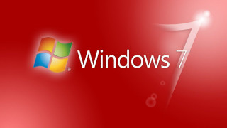 Red background windows7 logo white - ray free wallpaper