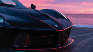 Black sports car ocean sunset 2 - the side of the road near the ocean free wallpaper