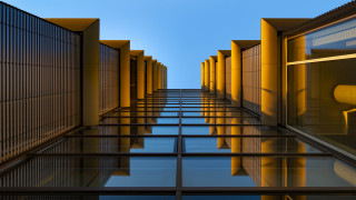 Yellow buildings blue sky yellow - david chipperfield free wallpaper
