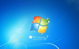 Blue background windows7 logo green - a window 7 logo free wallpaper