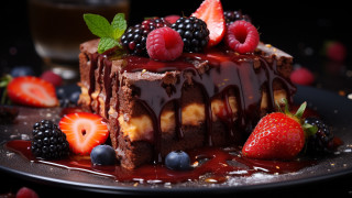 Chocolate berry cake wine blurry - a chocolate cake free wallpaper for desktop