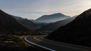 Mountain road sunset clouds forest - ansel adams free wallpaper