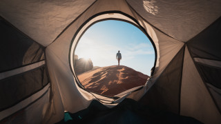 Desert tent man sunshine cinematic - inside free wallpaper