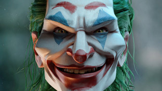 Clown mask green hair realistic - a close up of a person free wallpaper