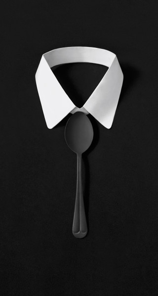 Spoon white ribbon black background - carol bove free wallpaper for mobile