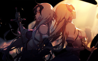 Woman sword demon fullmoon armor - dusk free wallpaper for desktop