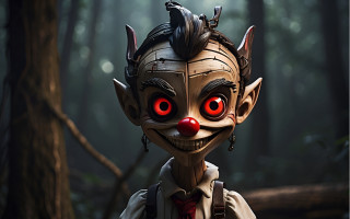 Creepy doll red eyes forest - red eye free wallpaper