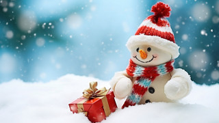 Snowman red hat scarf gift - a gift free wallpaper