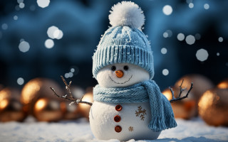 Snowman blue hat scarf christmas 2 - christmas free wallpaper for desktop