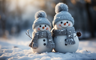 Snowmen snow pine cone hats - a pine cone free wallpaper