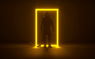 Man yellowdoor cat glowing sword - the floor in front free wallpaper for desktop