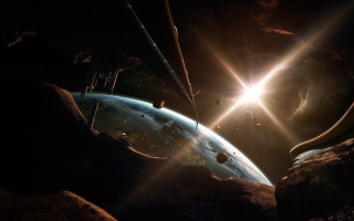 Space station sun planet matte - chris moore free wallpaper