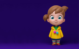 Cartoon girl yellow coat colorful 2 - character design free wallpaper