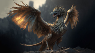 Long necked bird rock city - a large bird free wallpaper for desktop