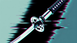 Katana black white blade blue - design free wallpaper
