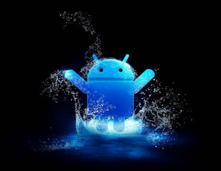 Blue android phone floating water 3 - a splash of water free wallpaper