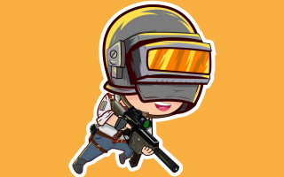 Cartoon girl helmet gun yellow - sticker free wallpaper for desktop