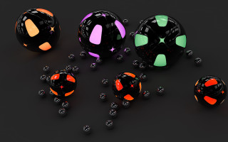 Colorful balls varied shapes glowing - different free wallpaper