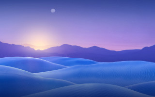 Sunset desert mountains moon city - distant free wallpaper