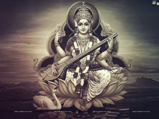 Hindu god guitar swan painting - the other side of the image free wallpaper