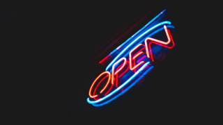Neon open building dark photo - open free wallpaper