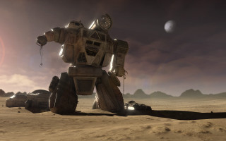Robot desert planet moon mecha - mecha free wallpaper