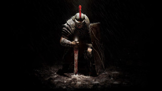 Man black suit helmet sword - a sword in the rain free wallpaper