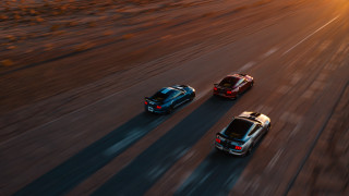 Sunset cars road cobra tiltshift - three car free wallpaper