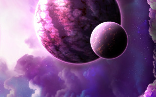 Purple blue space clouds planet - a star in the sky free wallpaper