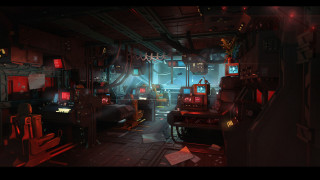 Sci fi room red lights - christopher moeller free wallpaper