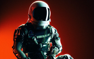 Space suit man holding helmet - a man in a space suit holding free wallpaper for desktop