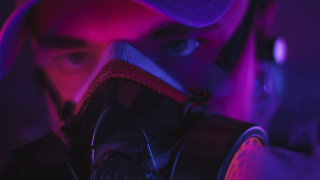 Cyberpunk holography purple light masked - chromatic aberration free wallpaper