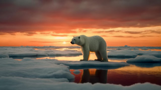 Polar bear ice sunset ocean - a polar bear free wallpaper