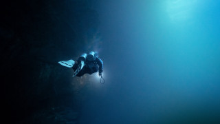 Diver wetsuit surfboard helmet hologram - his hand and a helmet free wallpaper