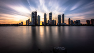City skyline water clouds futurism - david park free wallpaper for desktop