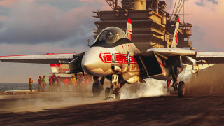Fighterjet takeoff runway people ship - a runway free wallpaper