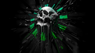 Skull green splatters cyberpunk android - behance hd free wallpaper