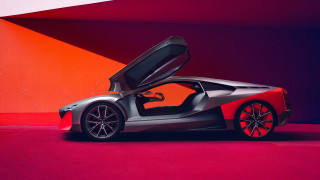 Silver sports car doors open 6 - wall behind free wallpaper