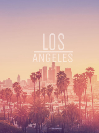Los angeles sunset palm trees - a city skyline free wallpaper for mobile