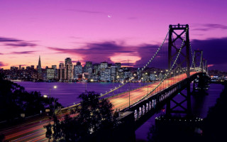 Long bridge city night purple - a long bridge free wallpaper