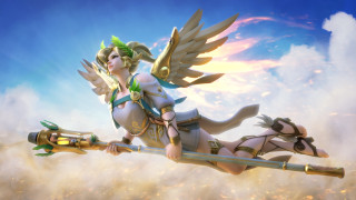 Woman wings sword clouds sky - rossdraw global illumination free wallpaper