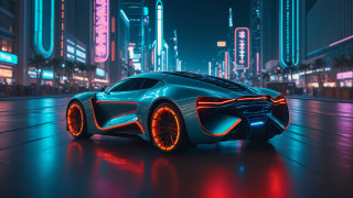 Futuristic car city night neon 9 - a city free wallpaper